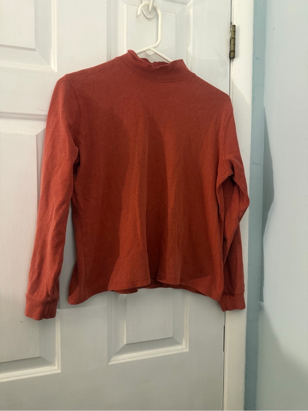L.L.Bean Women’s Small Rust Orange Cotton Mock Neck Long Sleeve Top
